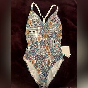 Red Carter Vibrant Geometric One Piece